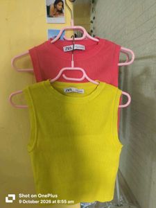 Combo 2 Zara Tank Tops - Neon green &amp; Coral