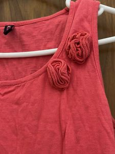 Coral Tank Top with Floral Detail