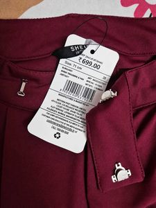 SHEIN Burgundy Wide Leg Trousers | Size 28 |