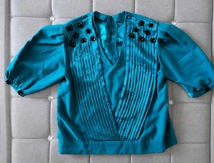 Elegant Teal Pleated Top