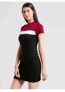 Rigo Maroon Black Bodycon Dress