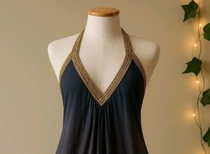 Halter Dress with Gold Detail