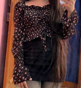 Black Floral Blouse