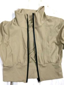 Chic Beige Zip-Up Jacket
