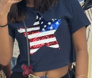 Blue T-Shirt with American Flag Star