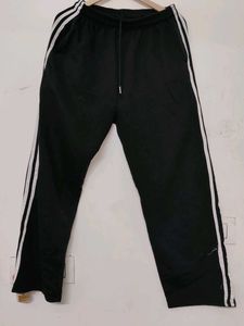 Women Black Wide Leg Track Pants