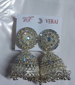 Stunning Jhumka Earrings with Rhinestones