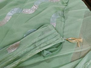 Pista Saree with Beautiful Sequence Work