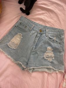 Distressed Denim Shorts