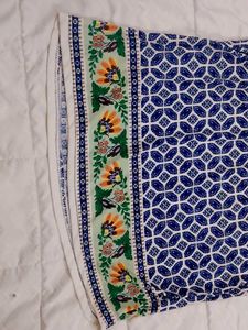 Blue &amp; White Geometric Print Tunic Top