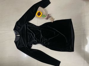 Zara Chic Black Velvet Cut-Out Dress