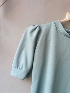 Cute Blue Puff Sleeve Top