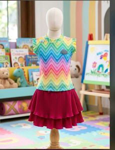 multicolored skirt set
