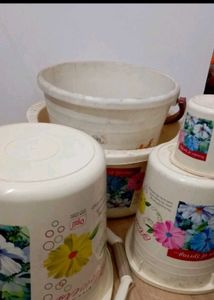 Vintage Flower Print Buckets Set