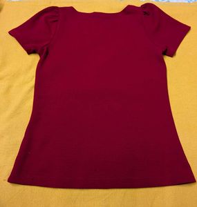 Lifestyle Brand Red Puff Sleeve Top
