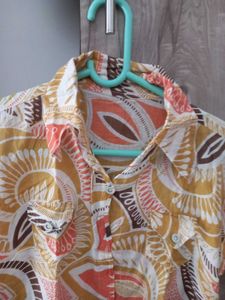 Boho Print Button-Up Shirt