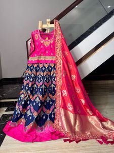 premium silk Pink & Navy Lehenga Choli