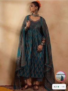 Kurta Set cotton Teal Paisley Print