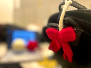 Handmade Crochet Red Bow Charm