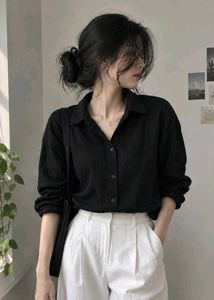 New with tag Korean Chic Black Button-Up Shirt