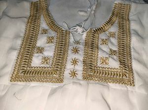 Elegant White Kurta with Gold Embellishments 🤍✨
