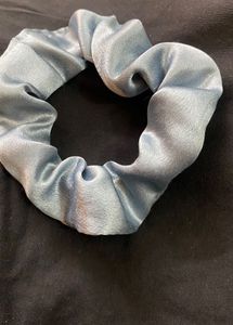 Blue Satin Scrunchie