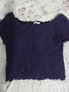 Smocked Off-Shoulder Cropped Top