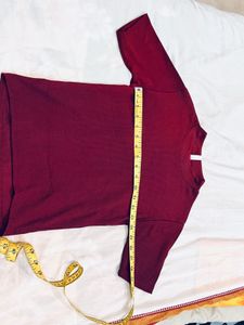 Maroon Mock Neck T-Shirt