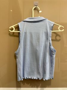 Cute Baby Blue Collared Tank Top