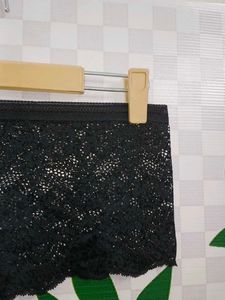 (1300)Lace Boy Short Panties - Black