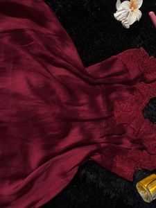 Lace Trimmed Silky satin top