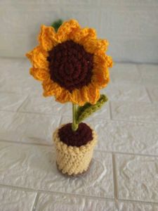 Crochet Sunflower pot Decor 🌻