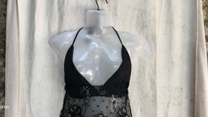 Sparkling Black Halter Top