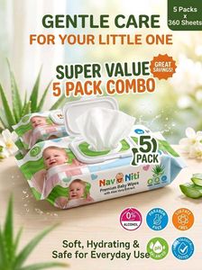 Combo 5 pkt Nav Niti Premium Baby Wipes
