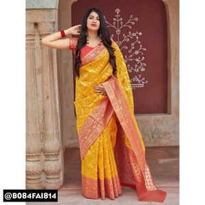 Elegant Yellow Banarasi Silk Saree