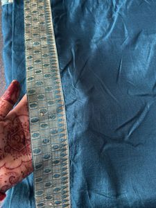 Elegant Teal Saree with Brocade Blouse