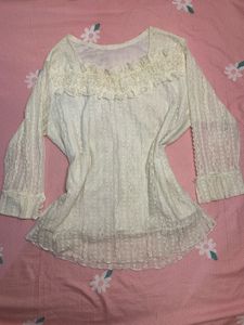 Elegant White Lace Tunic Top