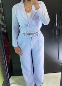 Lavender Cropped Blazer & Pants Set