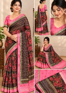 Red and pink colour Saree