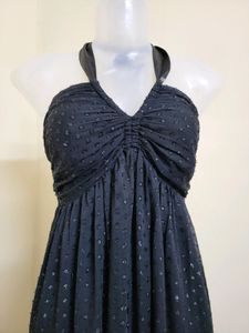 Elegant Black Halter Neck Ruffle Dress