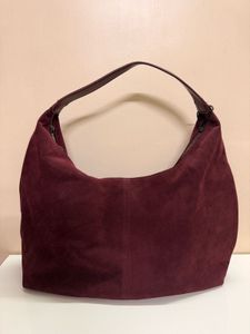 Stylish Maroon Suede Hobo Bag