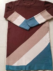 Retro Color Block Sweater Dress