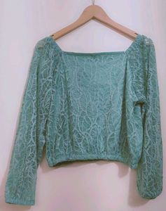 Sea Green Lace Work Co-Ords Set 36 Bust
