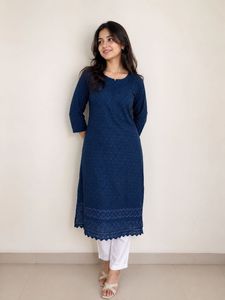 Navy Blue Embroidered Women’s Kurta