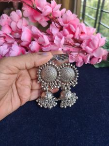 Antique Silver Jhumka Earrings