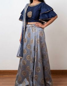 Elegant Navy & Grey Lehenga Choli Set