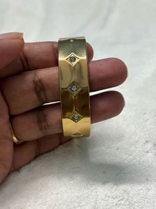 Gold Tone Bangle with Crystals