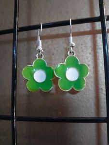 Green Flower Power Earrings