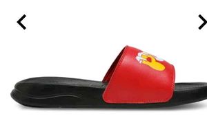 Red Puma Slides with Cartoon Graphic