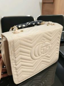 Designer Handbag - Cream Quilted
